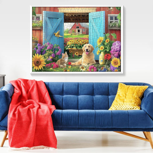VOLUVOLU 500 500 20.515 Piece Animal Farm Puzzle for Adults, Spring Flowers Jigsaw Puzzle, Piece Dog and Cat Puzzle as