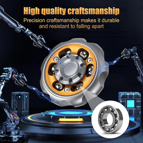 Metal Precision Fidget Spinner - Anxiety Rotator & Restless Fidget Toy, Stress-Relief Tool for Adults & Kids A Grey