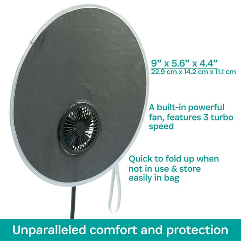 COOLSHADE UPF50 Sunshade by BUGGYGEAR - Easy Folding, Clamp on Chair or Baby Stroller - Compact and Portable