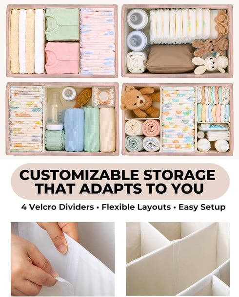 Baby Diaper Caddy Organizer with Portable Changing Mat - Teddy Fleece Diaper Organizer for Changing Table - Basket