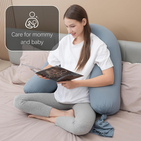 MOON PARK Pregnancy Pillow - Incredibly Smooth and Soft Cooling Cover I Shaped Full Body Maternity Pillow
