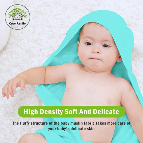 Cosy Family 3 Pack Baby Hooded Towels, Rayon Made from Bamboo, Soft Unisex Bath Towels for Babies,Toddler,Infant