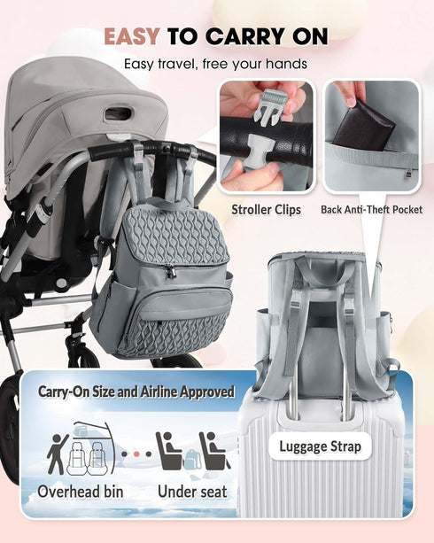 NatuFuse Backpack Baby Diaper Bag, Multi-Function Baby Bag for Mom Dad, Diaper with Changing Pad Stylish Paaleras para
