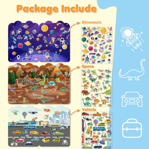 2-4 1-3,Gifts 2 Reusable Sticker Books for Toddlers Years - Travel Toys for Toddlers for Year Old Girls | Arts