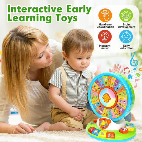 1 2 3 2-3, 1st Duchong Learning Toy for Kids Year Old Boys Girls, Spin and Sing Alphabet Zoo with Sounds, Interactive
