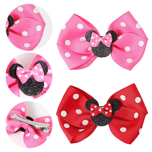 Baby Girl Mouse Ears Hair Bows Clips, Birthday Mouse Ear Hair Clip for Baby Kids Girls Women, Glitter Party Princess