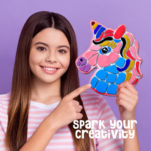 5 6-12 6, 7, 8, 9, 10 Dan&Darci Stepping Stones Painting Kit for Kids - Outdoor Crafts - Paint Garden Stone - Unicorn