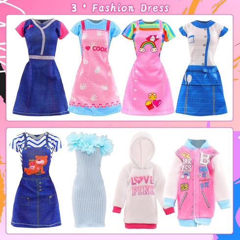HONLAELLA 22 11.5 Inch 4 6 6 5 7 11.5 Inch Set Pcs Girl Doll Clothes & Accessories Including Fashion Dresses Tops