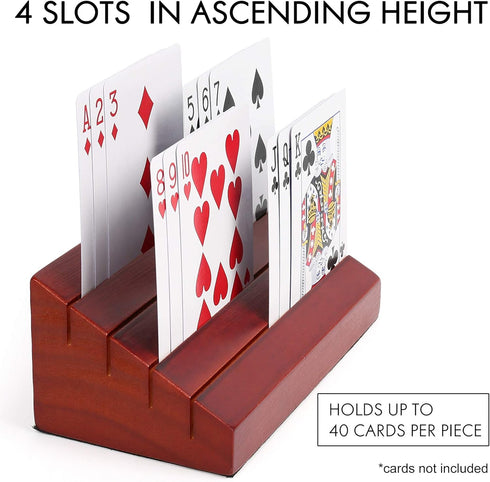 LotFancy Playing Card Holder for Kids, Adults, Seniors, 2 Pack, Wooden Hands Free Card Holders for Playing Cards, Family Card Game Nights, Canasta, Poker Parties, 6” x 3.1” x 2.4”