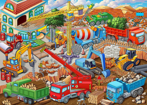 Puzzles for Kids Ages 4-10 - Busy Engineering Vehicle - 100 Pieces Jigsaw Puzzle for Learning