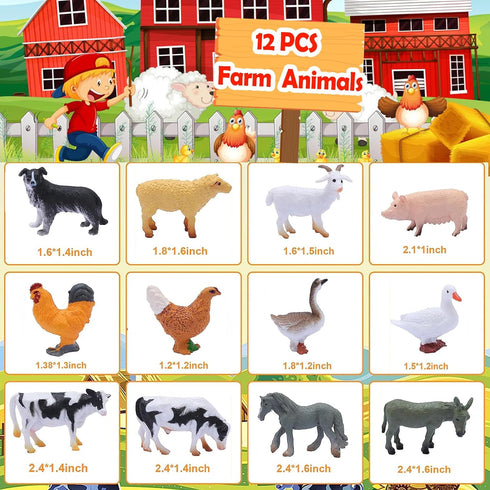 smilixin 12 Set,Animals PCS Animals Figures,Mini Farm Animal Figurines,Plastic Farm Animal Figures Learning Educational