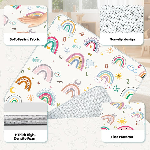 1-Inch 50" 50" Tummy Baby Play Mat, Thick Foam X Playpen Mat,Waterproof & Non - Slip Playmat for Baby Play on Floor