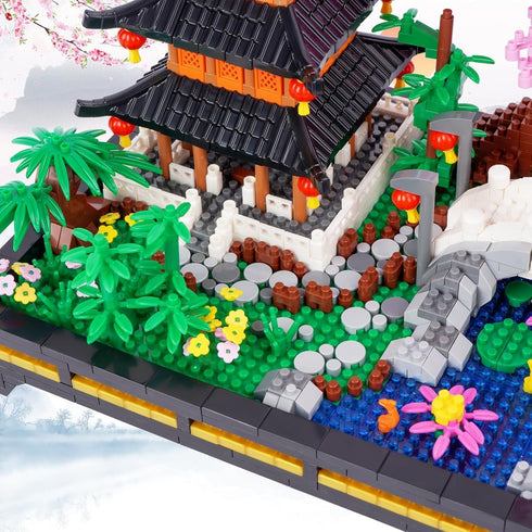 TzFioy Set (2805 Japanese Zen Garden Micro Brick Building Pieces) Tranquil Garden Model Educational Toy Gift for Kids