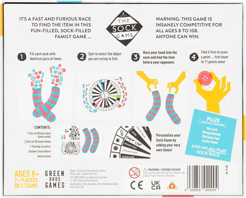 Green Brothers Games | The Sock Game | Board Game for Ages 8+ | 2+ Players | 5-30 Minutes