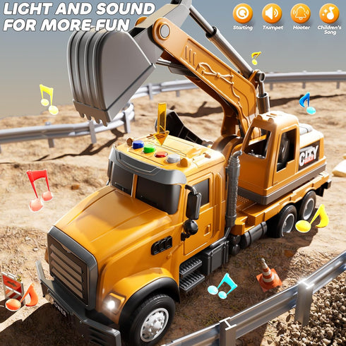 3-5 4-6, 2-4 4-7 1-3 JUKUDAHU Excavator Toys for Boys Aged Play Excavator with Light and Sound, Toy Truck Construction