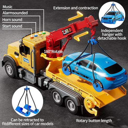 NIPLOOOW 3 4 5 6 7 Kids Toys for Years Old Boys, Tow Truck Toy,Friction Powered Transport Truck Crane Vehicle Toy