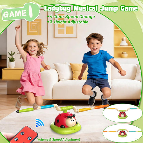 5 1 4-8 3-5 in Musical Jump, Bean Bag Toss Ring Game, Baseball Toys and Stomping Launch Rocket Launcher for Kids Remote