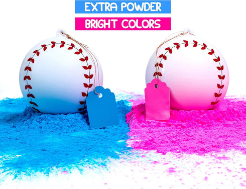 Winsharp Gender Reveal Baseball Set, 2 Balls - Pink and Blue Exploding Ball with Powder, Party Supplies