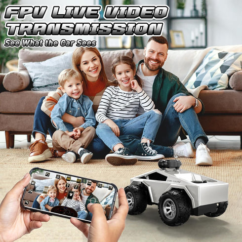 720P 1:28 RC Cars with Camera Remote Control Truck with HD FPV Camera, All-Terrain Remote Control Car with Body Light