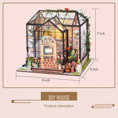 Set, 1:24 INSGEN Greenhouse Booknook Kit, DIY Miniature Dollhouse Building Scale Wooden Diorama Model, Tiny Street