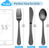 LIANYU 15-Piece Kids Black Silverware Set, Stainless Steel Toddler Utensils, Hammered Metal Flatware Cutlery Set Preschooler, Children Tableware Includes Knives Forks Spoons, Dishwasher Safe by LIANYU