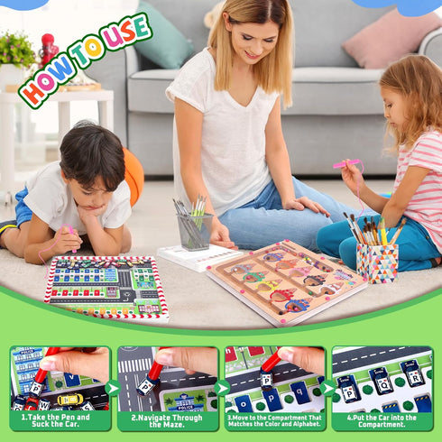 2 1 3-6 wakeInsa in Magnetic Color and Number Maze,Montessori Toy for Years Old,Wooden Magnet Balls Puzzles,Toddler