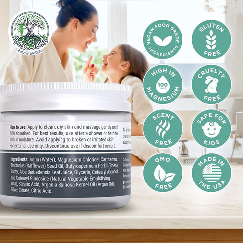 3000mg/oz (2oz) ProSeed Handmade All-Natural Magnesium Lotion for Kids Vegan, Formula Soothing Bedtime Body Rub