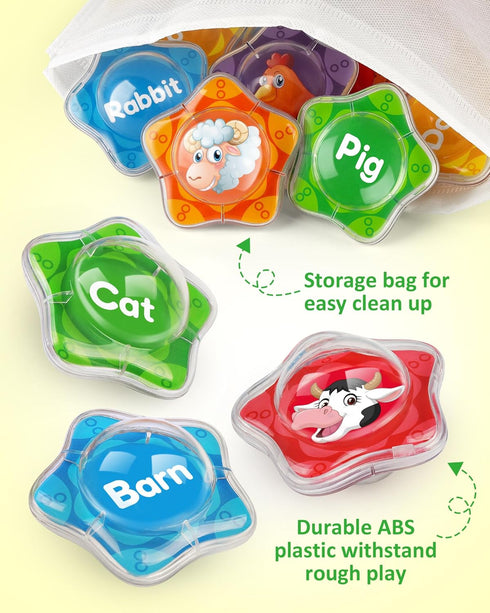 Coogam Floating Bath Toy for Toddlers, 12pcs Farm Animal Bathtub Toy Set for Preschool Learning Activities