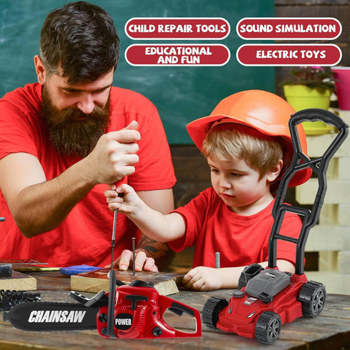 2 Set Set Arrowbash Pcs Toy Gardening Tool for Kids Toy Chainsaw Push Lawn Mower Battery Powered Gardening Tool