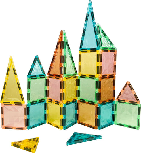 3+ (60 Magnetic Tiles,Magnet Building Blocks Construction Stacking Educational Toy Creative Playboard for Kids Ages