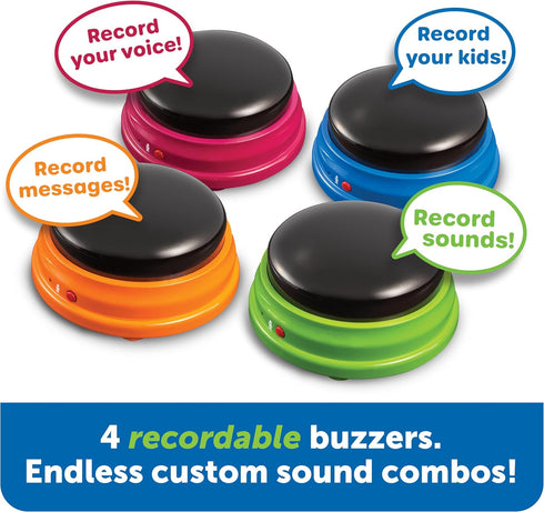 Learning Resources Recordable Answer Buzzers - Classroom Must Haves Supplies, Kids Toys, Sound Effect Button, Family