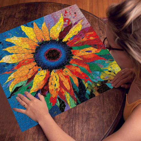 PICKFORU Sunflower Puzzles for Adults 1000 Pieces, Colorful Gradient Flower Fine Art Jigsaw