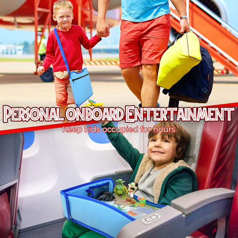 ecoZen Lifestyle Kids Travel Tray & Toddler Lap Desk Organizer - Airplane and Car Seat Table for Road Trip Essentials