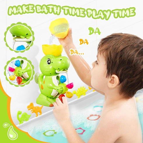 18months+ EKU Dinosaur Bath Toys for Kids Toddler Age Mold Free Water Wheels and Fishing Games Bathtub Tub Bath Time