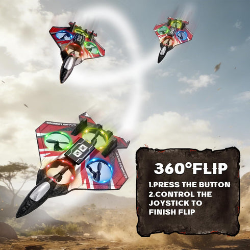 Adults,360 6+ Remote Control Airplane Drone with Light for Kids Flip Fighter Jet Helicopter Toys,Stunt Roll Planes