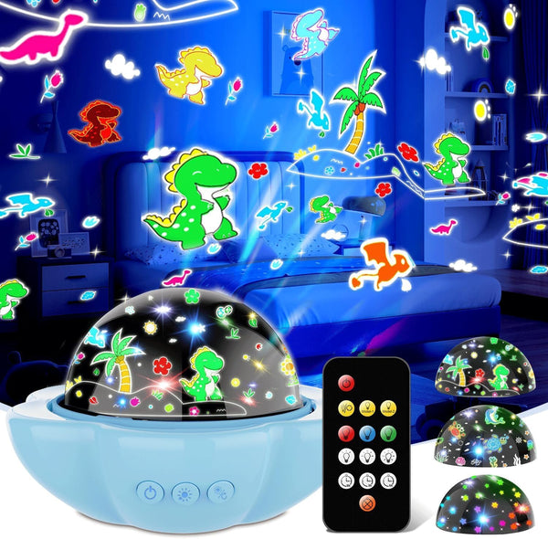 Night Light for Kids,Dinosaur Night Lights Projector,Remote Dimmable Timer Star Projector,360 Slient