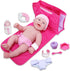 10 Piece Deluxe Diaper Bag Gift Set | Feat. 13" Realistic Smiling