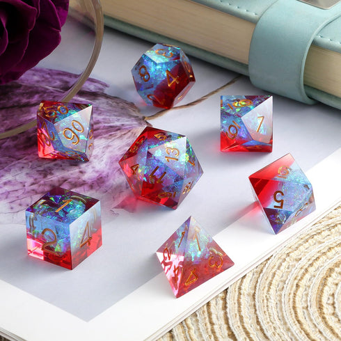 Shiny D&D Dice - Handmade Double Layers Sharp Edge Die with Gift Case for Dungeons and Dragons