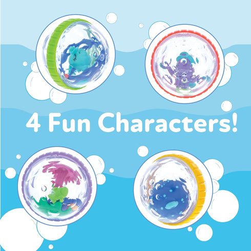 Nuby Bubbly Buds Interactive Bath Set - Baby Bath Toys (4-Pack) - 6+ Months