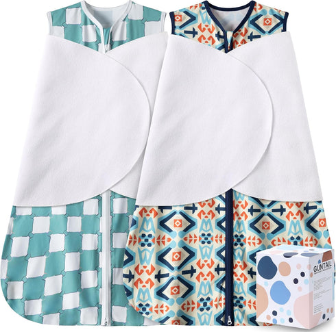 GUNTAIL Newborn Sleep Sack Baby Swaddle,3-Way Adjustable Wearable Blanket,100% Rayon Cotton Swaddling