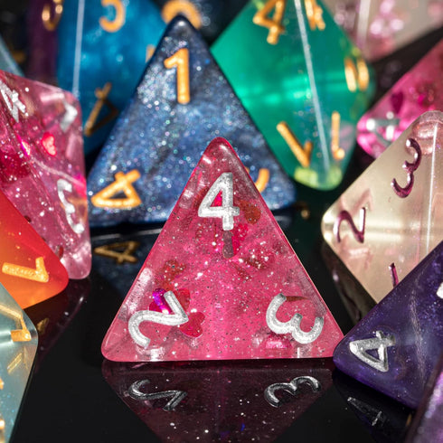 10 Pack of D4 Dice: Random Color 4 Sided Polyhedral Dice for DND RPG MTG