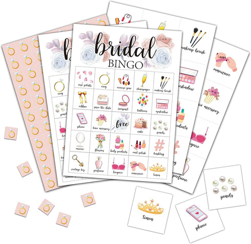 Bridal Bingo Cards for 24 Players | Bridal Shower Game for Wedding/Bachelorette Party Activities & Decorations (06)