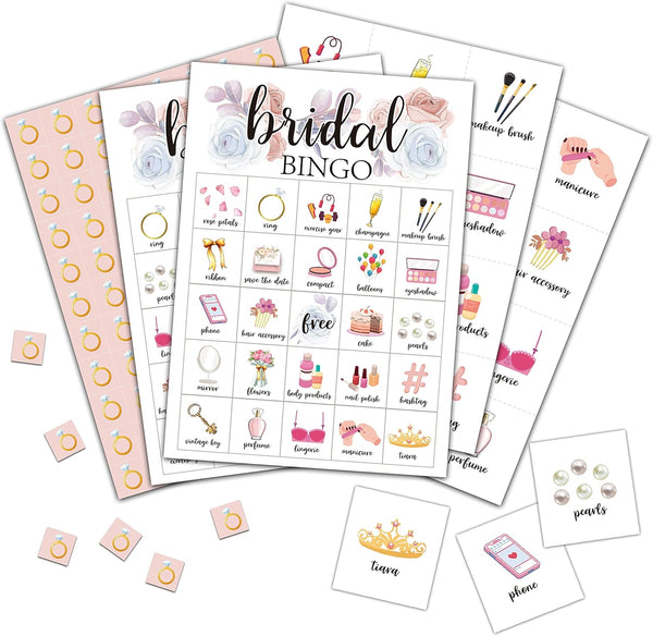 Bridal Bingo Cards for 24 Players | Bridal Shower Game for Wedding/Bachelorette Party Activities & Decorations (06)