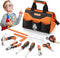 REXBETI 10-Piece Kids Tool Set with Real Hand Tools, Orange Durable Storage