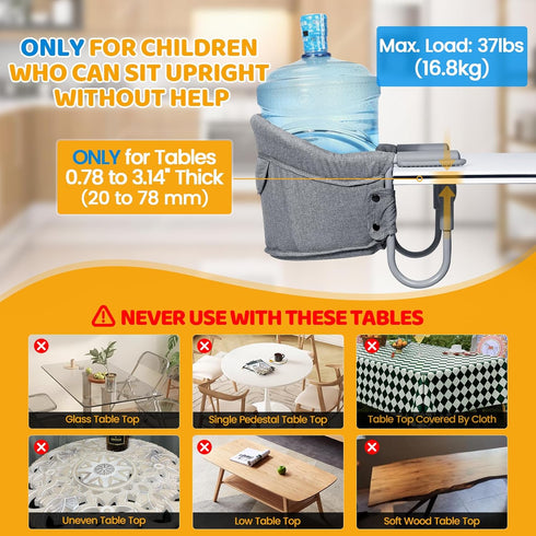 6-36 Counter Orzbow Hook On High Chair, Portable Table Highchair Seat for Babies & Toddlers Months, Collapsible Clip On