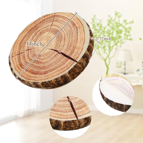 17 Pcs Pretend Camping Play Set - Decorative Round Throw Pillows, Safe Fake Campfire Plush Wood Shaped Floor Cushion