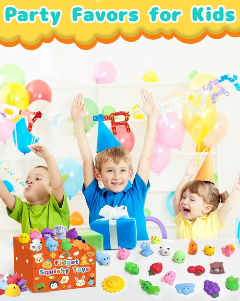 Kidific 30 Pack 3-5, 4-8, 8-12, Squishy Toys, Random Kawaii Party Favors for Kids Treasure Box Toys for Classroom