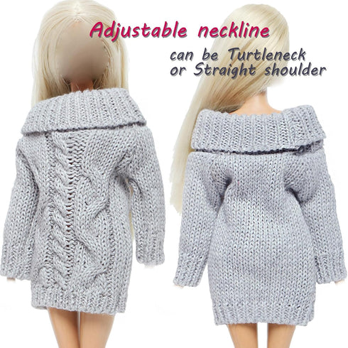 BJDBUS Winter Turtleneck Sweater Clothes for 11.5 Inch Girl Doll Accessories (Grey)