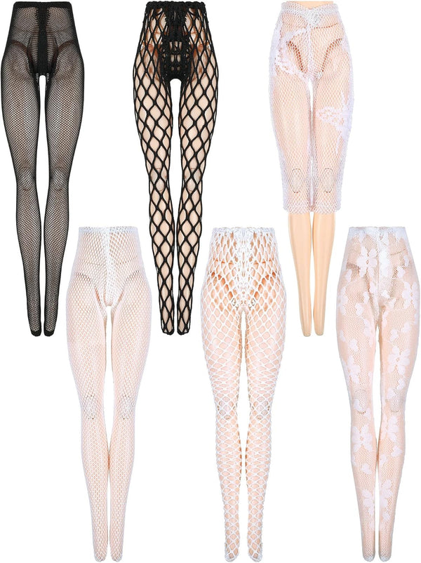 6 Pieces Doll Tights, Handmade Lace Stockings for 12 Inch Dolls, Casual Accessories for Girls DIY Gifts