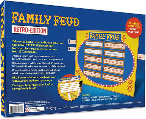 FAMILY FEUD Retro Edition Card Game - 1970s Questions & Answers, Classic Party Game with Retro Scoreboard